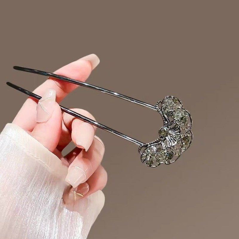 Mauropoli [Sẵn Sàng] Kẹp Tóc Han Kim Cương Giả Hình Quạt Cao Cấp Nữ Mới Trung Quốc Hiện Đại Đơn Giản Kẹp Tóc Lược Hình Chữ U Độc Đáo Kẹp Tóc