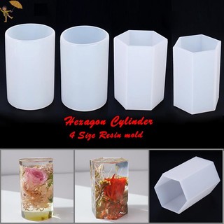 [Gou] Khuôn silicon hình lục giác hình trụ Khuôn làm đồ trang sức bằng nhựa Epoxy Craft DIY Tool VN