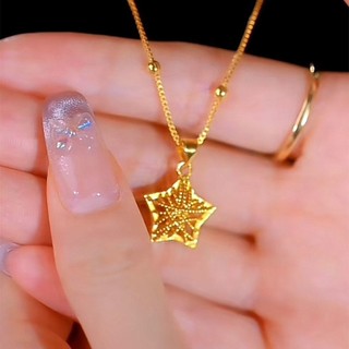 Dây chuyền mặt hình ngôi sao may mắn ba chiều vàng cho phụ nữ, dây chuyền xương đòn đa năng, thiết kế niche bằng thép titan, choker BZ4P