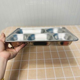 Khay cơm inox 5 ngăn sâu lòng (28 x 22 x 4cm), khay cơm cao cấp - Trường An VN