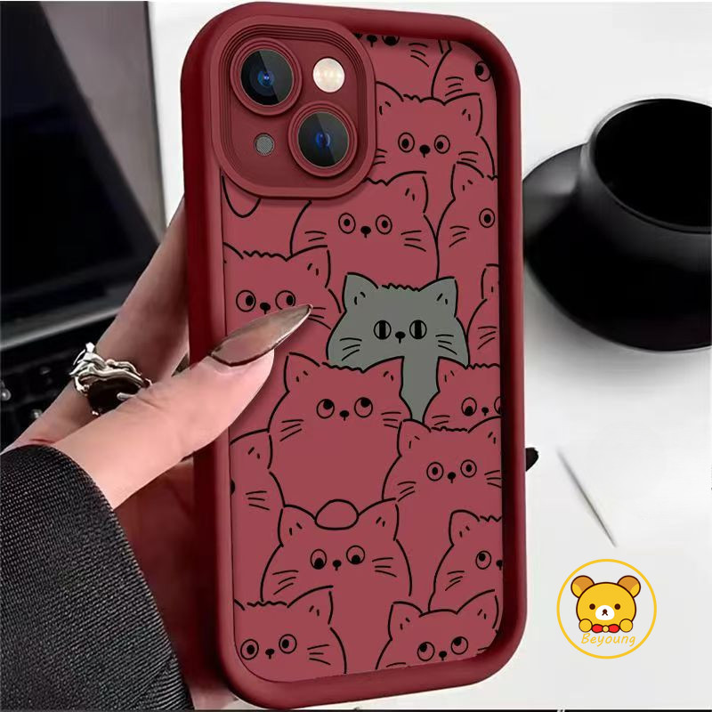 Ốp Điện Thoại Mềm Mèo Đen Vui Nhộn Dễ Thương Cho Redmi K80 K70 K70E K60 K60E K50 K50i K40 K40s K30 K20 Pro Ultra Gaming Matte Back Cover Hoạt Hình Màu Kẹo Chống Sốc Vỏ Chống Rơi
