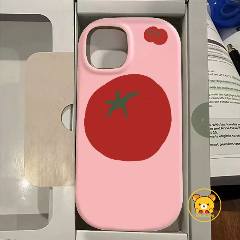 Vỏ Họa Tiết Cà Chua Hoạt Hình Cho iPhone 13 12 Pro Max 13 12 Mini XS Max X XR 8 7 6 6S Plus SE 2020 Vỏ Điện Thoại Mềm Màu Kẹo Dễ Thương Mờ Chống Sốc Ốp Lưng Chống Rơi