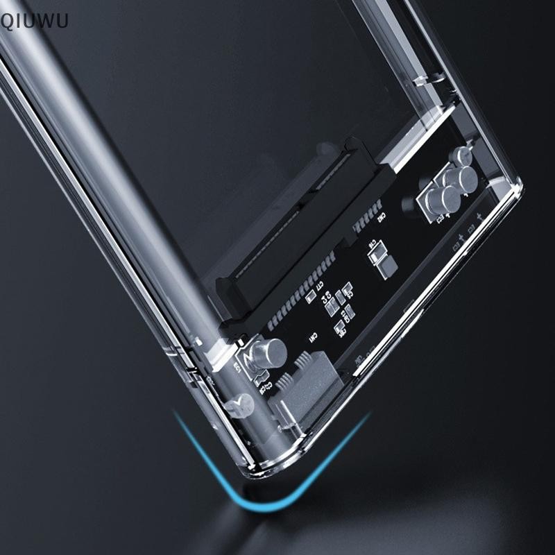 Ổ cứng gắn ngoài trong suốt QIUWU Vỏ SSD HDD 2.5or3.0 Inch Micro-b sang USB3.1 Vỏ ổ đĩa 4TB Tương thích Máy tính xách tay UASP SATA III.