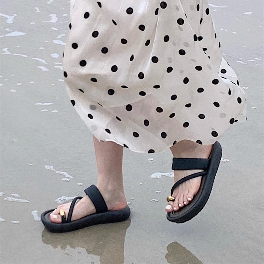 Xixitiao Dép Nữ Pháp Flip-Flops Thời Trang Đi Biển Chống Trơn Trượt Đáy Phẳng