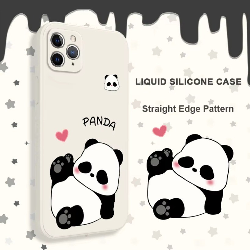 Ốp Điện Thoại Cho Redmi Note 14 Pro + Redmi 12C 10A K20Pro Redmi Note 7 8 ProCartoon Vỏ Gấu Trúc Dễ Thương Viền Vuông Mặt Sau TPU Mềm