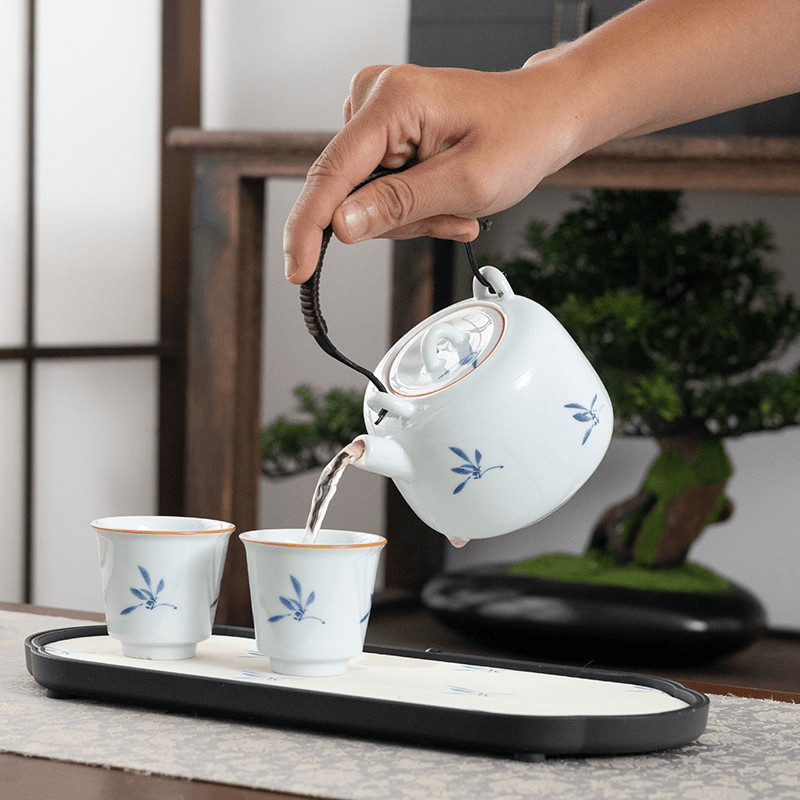 Bộ Trà Gia Đình Bộ Nhỏ Gốm Kung Fu Bộ Trà Ấm Trà Một Nồi Hai Cốc Ấm Trà Cốc Trà Có Khay Trà Khô