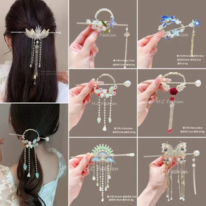 Kẹp tóc tua rua Lily of the Valley Phong cách Trung Quốc Hanfu Sườn xám Bước lắc tua rua Kẹp tóc tính khí siêu cổ tích