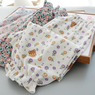 M-4XL Quần Size Lớn Nữ Quần Lụa Băng Quần Hoa Mùa Hè Quần Pyjama Ống Rộng Quần Rời Có Thể Mặc Ngoài Pyjama Quần Nhà Quần Thường Ngày Harem Quần Thẳng Bé Gái Plus Size Quần Nữ