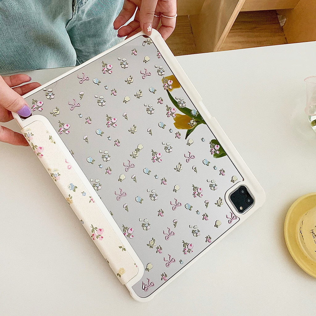 Vỏ Gương Acrylic Cứng Tương Thích Với IPad Mini6 IPad5 6 7 8 9 Air11 Air13 Air2 Air3 Air4 Air5 10.9 "Pro10.5 Pro11 Pro13 Pro12,9 2024 Nơ Và Vỏ Da Hoa Nhỏ