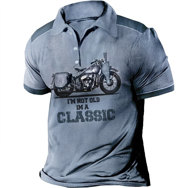 Bán Nam Tay Ngắn golf polo Áo In Chữ vintage Xe Máy Thể Thao Ngoài Trời Dạo Phố Thời Trang
