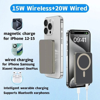 [JLK] 10000mAh Metal Magnetic Power Bank PD20W sạc dự phòng for iPhone 17 ProMax 16 15 14 13 S26 Ultra Pura 70 Note 13 Nova 12 Sạc dự phòng không dây từ tính bằng kim loại Bộ sạc nhanh mỏng Pin phụ