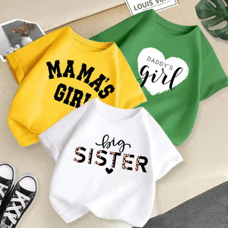 2024 Love Sister Letter In Áo thun trẻ em mùa hè - Trang phục ngắn tay cho bé gái In thời trang & Cơ bản