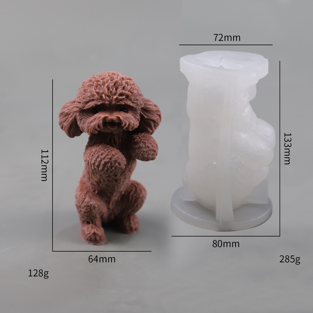 Khuôn silicon 3D hình chó Shiba Inu/Teddy/Bull Dog, khuôn nến thơm DIY, trang trí bánh sô cô la