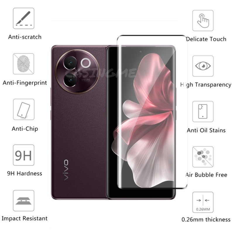 Vivo V30e 5G 2024 Kính Cường Lực Cong Bảo Vệ Màn Hình Cho Vivo V30e V30 E VivoV30e V 30E Pro 5G 2024 Kính Cường Lực Full Cover Mặt Trước Mặt Sau Ống Kính