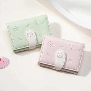 PURECOTTON0 Ví nhỏ ngắn dễ thương, Ví in hình mèo con đựng thẻ thời trang, Ví đựng tiền xu Túi ID nữ PU Túi đựng tiền nữ