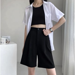 Quần Short Nữ Cạp Cao Quần Short Ống Rộng Dáng Lửng Lưng Chun Ulzzang Siêu Xinh chất tuyết mưa loại đẹp MA279