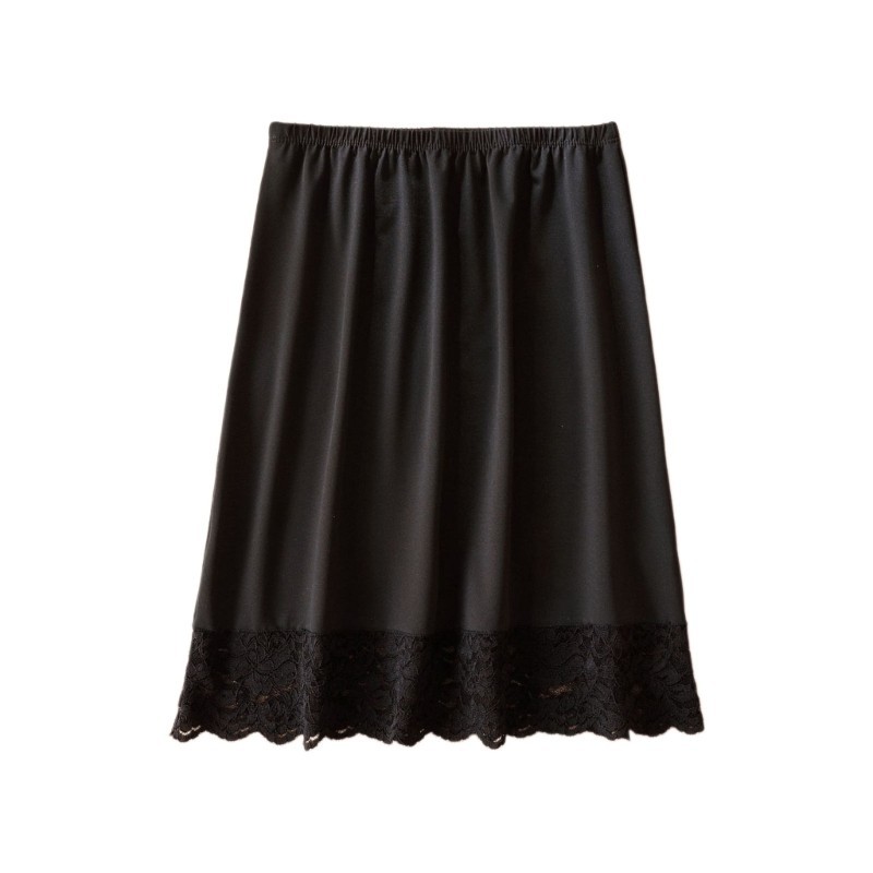 XGB Nữ Chiều Dài Đầu Gối Nửa Trượt Underskirt Co Giãn Eo Màu Ren Viền Petticoat Cơ Bản Nửa Váy Cho Dưới Dres