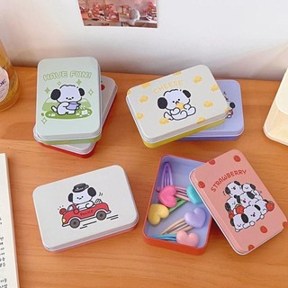 Hộp thiếc MEGOCE, Hộp lưu trữ kim loại hoạt hình, họa tiết chó con Mini hình chữ nhật dễ thương Trang sức trang trí hộp nhỏ