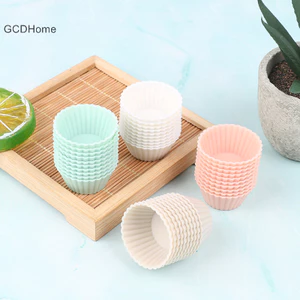 Gcdhome 10 Chiếc Khuôn Bánh Silicon Tròn Muffin Bánh Cốc Nóng Dụng Cụ Nhà Bếp
