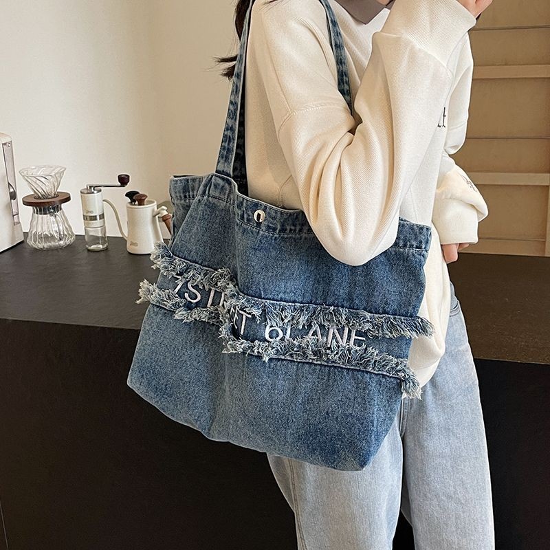 Túi vải Denim Vai Túi Denim Túi vải Túi Tote Túi xách thời trang nữ Túi xách sinh viên đi lại Túi đeo vai Túi Tote Denim Túi đeo vai Túi vải Túi đeo vai Túi xách tay
