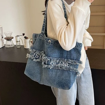 Túi vải Denim Vai Túi Denim Túi vải Túi Tote Túi xách thời trang nữ Túi xách sinh viên đi lại Túi đeo vai Túi Tote Denim Túi đeo vai Túi vải Túi đeo vai Túi xách tay