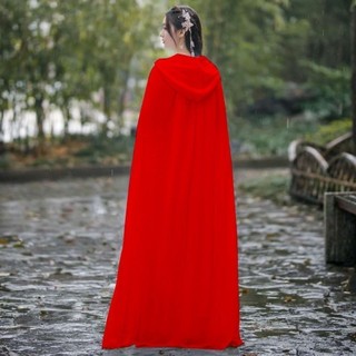 Áo choàng nữ màu đỏ Áo choàng Hanfu Áo khoác ngoài sa mạc mỏng dài Trang phục voan có mũ trùm đầu Chụp ảnh du lịch