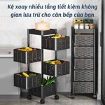 Kệ xoay đa năng 5 tầng thép không gỉ bánh xe di chuyển dễ dang. Giá để đồ nhà bếp hoa quả nhiều tầng xoay 360 độ-MAXIM — ảnh 5
