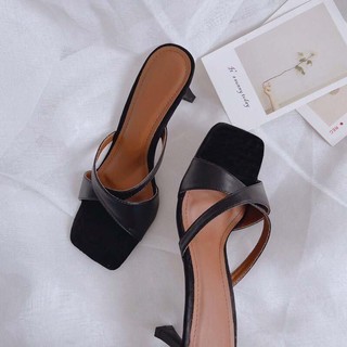 Dép Cao Gót Nữ cao 7P dây đan chéo màu Nâu bò sáng chân Kho Giày Bánh Bèo mã Sandal2X DéP Shoes DéP Shoe