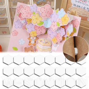 Băng dính hai mặt lục giác - Băng xốp có độ nhớt cao 2 tấm - Nhãn dán cố định Mini cho đồ trang trí ô tô, DIY cầm tay - Keo dán hai mặt xốp trắng - Văn phòng phẩm dành cho sinh viên