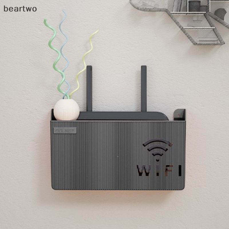 < Beartwo > Hộp lưu trữ kệ định tuyến Wifi không dây treo tường Hộp sắp xếp ABS Đẹp