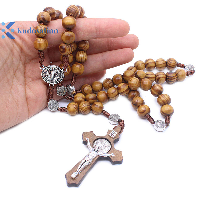 Kudosation Handmade Hạt Tròn Công Giáo Mân Côi Chất Lượng Hạt Vòng Cổ Mặt Dây Tôn Giáo