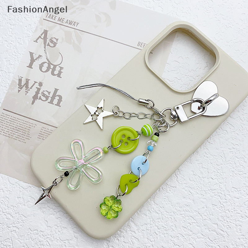 Fashionangel Thời Trang May Mắn Cỏ Ngôi Sao Trái Tim Điện Thoại Ch Dành Cho Nữ Bé Gái Dễ Thương Bốn Lá Cỏ Ba Lá Đính Hạt Móc Khóa Túi Mặt Dây Chuyền Trang Trí Quà Tặng TH