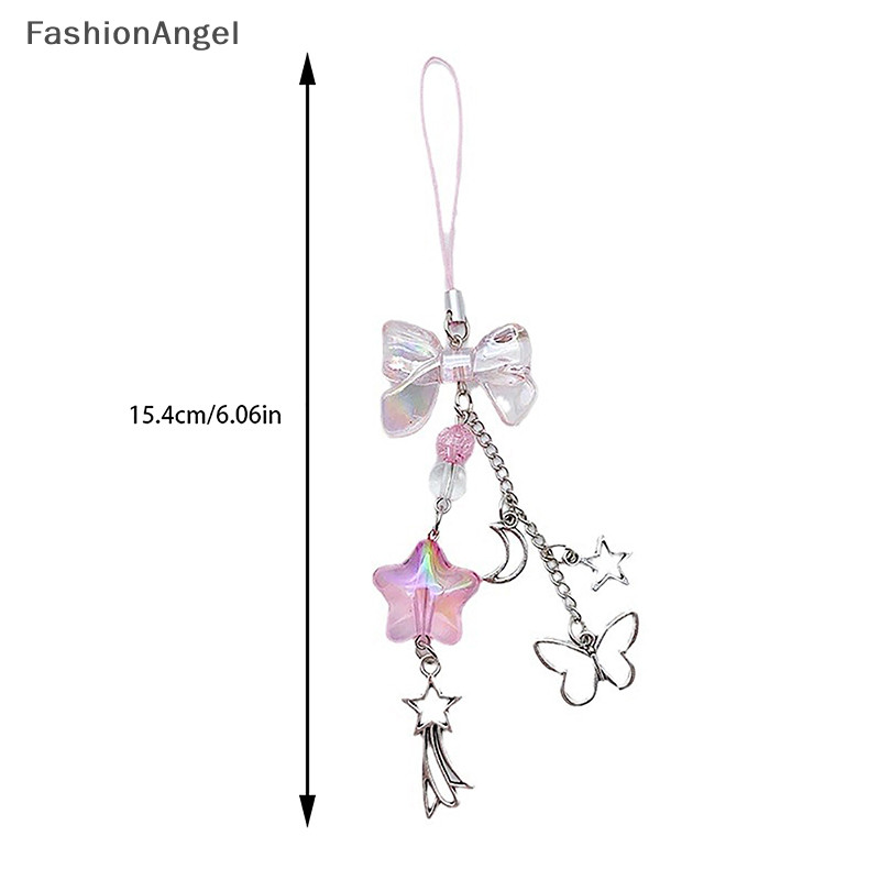 FashionAngel Ngôi Sao Ngọt Ngào Nơ Điện Thoại Ch Mặt Dây Chuyền Dễ Thương Đính Hạt Handmade Móc Khóa Dành Cho Nữ Bé Gái Túi Thời Trang Trang Trang Trí Quà Tặng TH