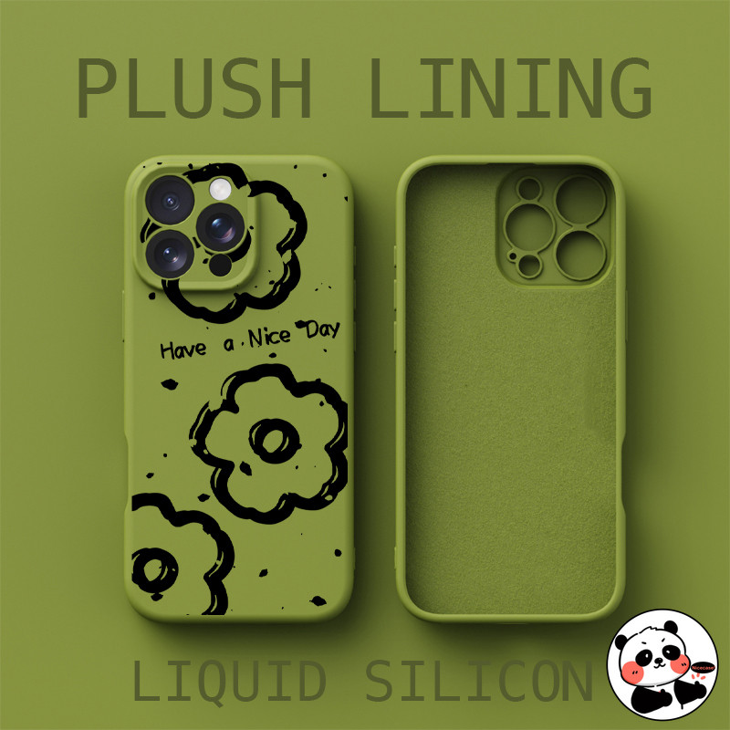 Ốp điện thoại Silicon lỏng lót sang trọng cho iQOO Z9 Turbo Neo 10 9 Neo10 Neo9 Pro 5G 4G Vỏ hoa đen đơn giản dễ thương Vỏ chống sốc mềm