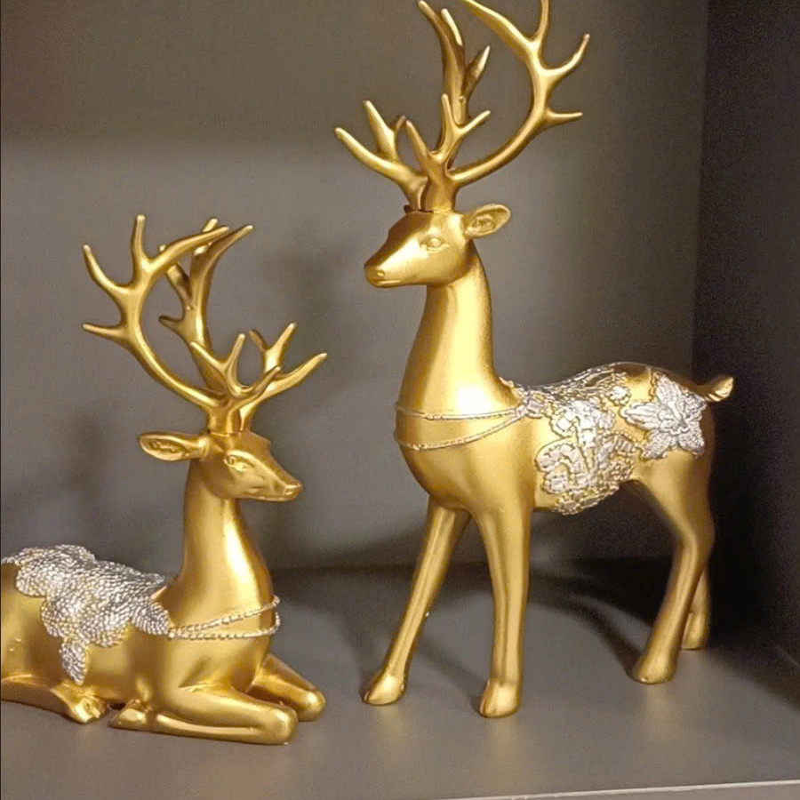 Cặp Tượng Hươu Decor Tài Lộc Cao 30cm - Tượng Hươu May Mắn Trang Trí Nhà Cửa