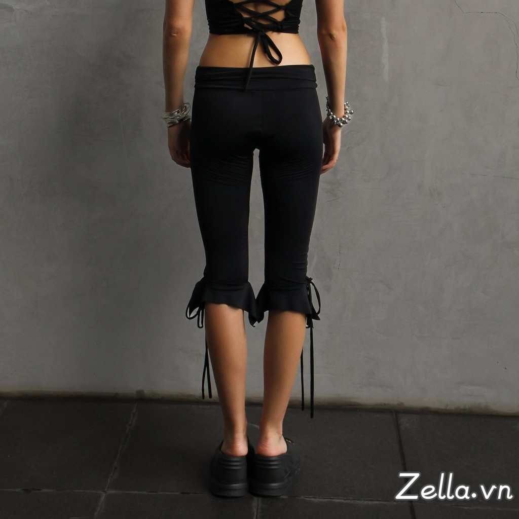 Quần Capri Nữ Màu Trơn Co Giãn Thắt Lưng Buộc Mùa Hè Thường Ngày Crop Co Giãn Quần Legging Crop