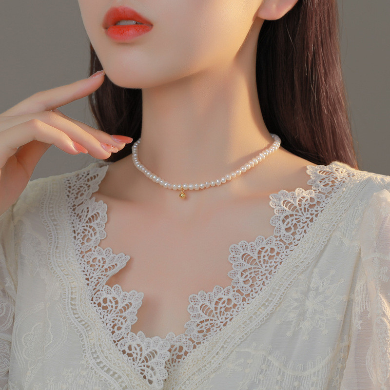 Thời Trang Đậu Vàng Nhỏ Giả Ngọc Trai Vòng Cổ Nữ Tính Khí Đơn Giản Vòng Hạt Xương Đòn Dây Chuyền