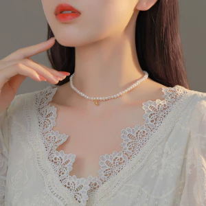 Thời Trang Đậu Vàng Nhỏ Giả Ngọc Trai Vòng Cổ Nữ Tính Khí Đơn Giản Vòng Hạt Xương Đòn Dây Chuyền