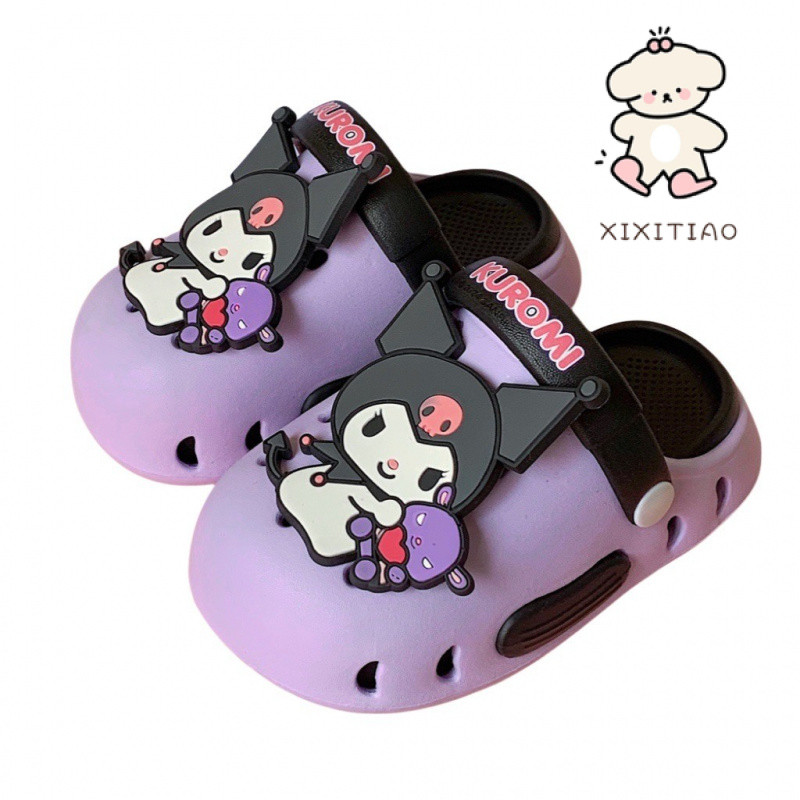 Xixitiao Sanrio Kuromi Ngọt Ngào Trẻ Em Bên Ngoài Mặc Quế Chó Nam Nữ Lỗ Giày Mùa Hè