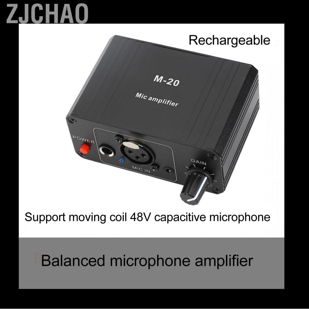 Zjchao Micro Preamp Mic Gain Booster 48V Power XLR đầu ra cho động và thiết bị ngưng tụ