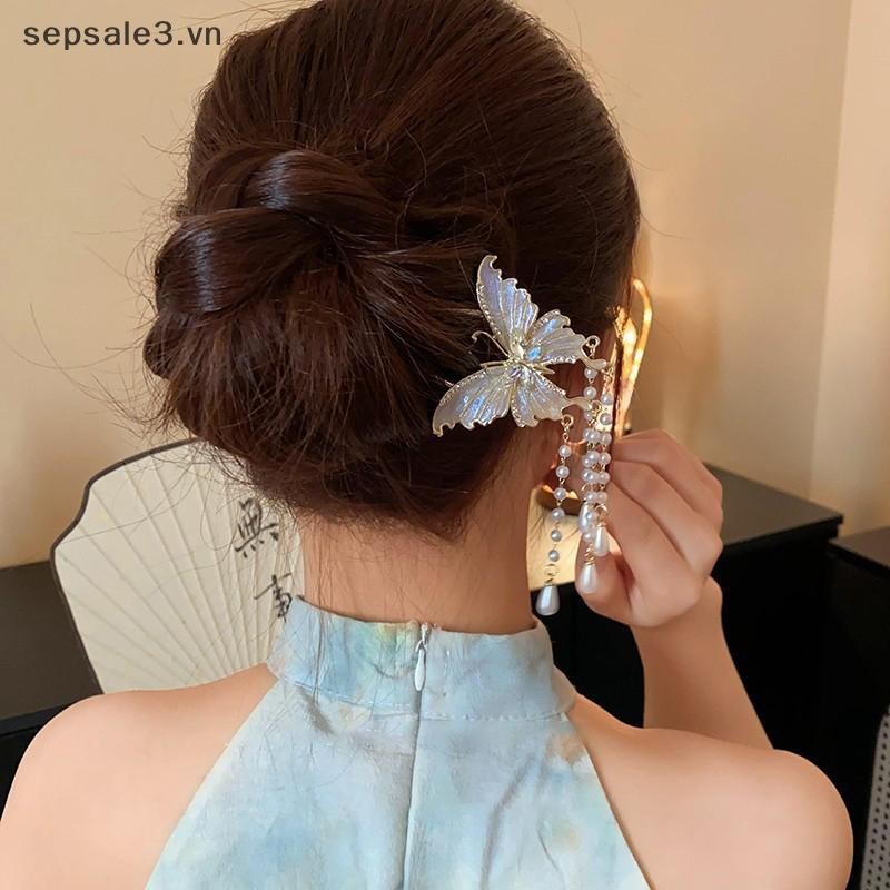 # Sepsale # Kẹp tóc ngọc trai phong cách Trung Quốc Kẹp tóc lắc lư phong cách cổ xưa dành cho nữ Kẹp tóc mặt ngựa hình chữ U sang trọng nhẹ nhàng.