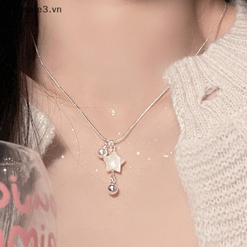 # Sepsale # Thời trang Tối giản Ngôi sao ngọc trai Pentagram Quyến rũ Mặt dây chuyền Dây chuyền xương đòn Bông tai dễ thương ngọt ngào dành cho nữ Quà tặng trang sức bé gái.