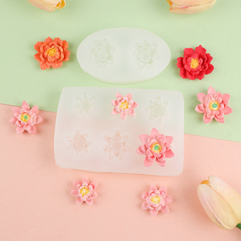 Hoa Mẫu Đơn Khuôn Silicon DIY Mousse Bánh Trang Trí Khuôn Epoxy Trang Trí Nến Thơm Khuôn Socola