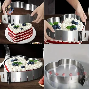 Khuôn Làm Bánh B & N Hình Trái Tim Thép Không Gỉ Có Thể Điều Chỉnh Có Thể Thu Vào Mousse Nhẫn Trái Tim Khuôn Socola Phụ Kiện Làm Bánh (7,8-15.7inch).