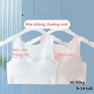 áo lót lá, áo ngực cho học sinh cấp 1 cấp 2, bra bé gái chất liệu su lụa, lót liền, nhẹ mát 2209