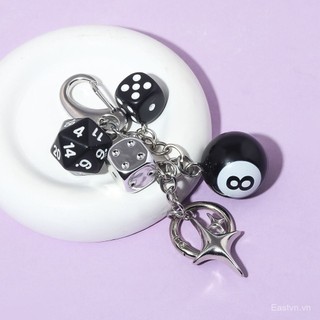 [Keychain] Móc khóa xúc xắc bi-a đen 8 sáng tạo, đơn giản, đa năng, mặt dây chuyền túi Ins, móc khóa xe, quà tặng phụ kiện tinh tế Y2KG