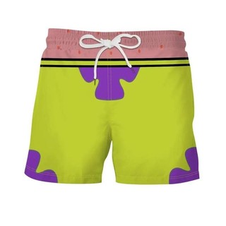 Quần ngắn SpongeBob SquarePants hoạt hình, chất liệu polyester thoáng khí, phù hợp đi biển