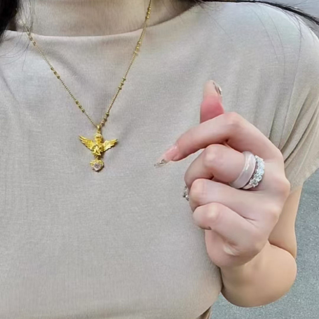 Vòng cổ tình yêu thiên thần vàng cao cấp sang trọng nhẹ cho nữ
