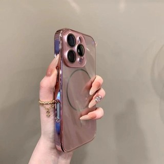 Ốp điện thoại hút từ tính pha lê mạ điện mới cho iPhone16 15 14 13 12 11 Pro Max bảo vệ camera chống sốc Vỏ lưng mềm chống rơi