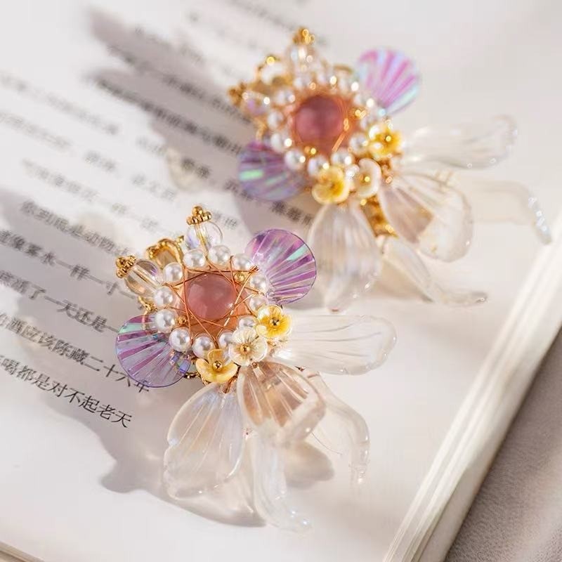 MAUROPOLI [Sẵn Sàng] Cặp Thủy Tinh Cá Vàng Giao Hưởng Siêu Cổ Tích - Kẹp Phụ Kiên Tóc Dễ Thương Cho Cô Gái Hanfu